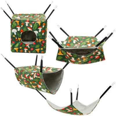 4Pcs Hamster Hammock Set Washable Guinea Pig Hideout Bed Soft Ferret Hanging Nest for Chinchilla Glider Squirrel